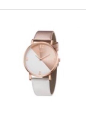Two-Tone Rose Gold and White Minimalist Watch